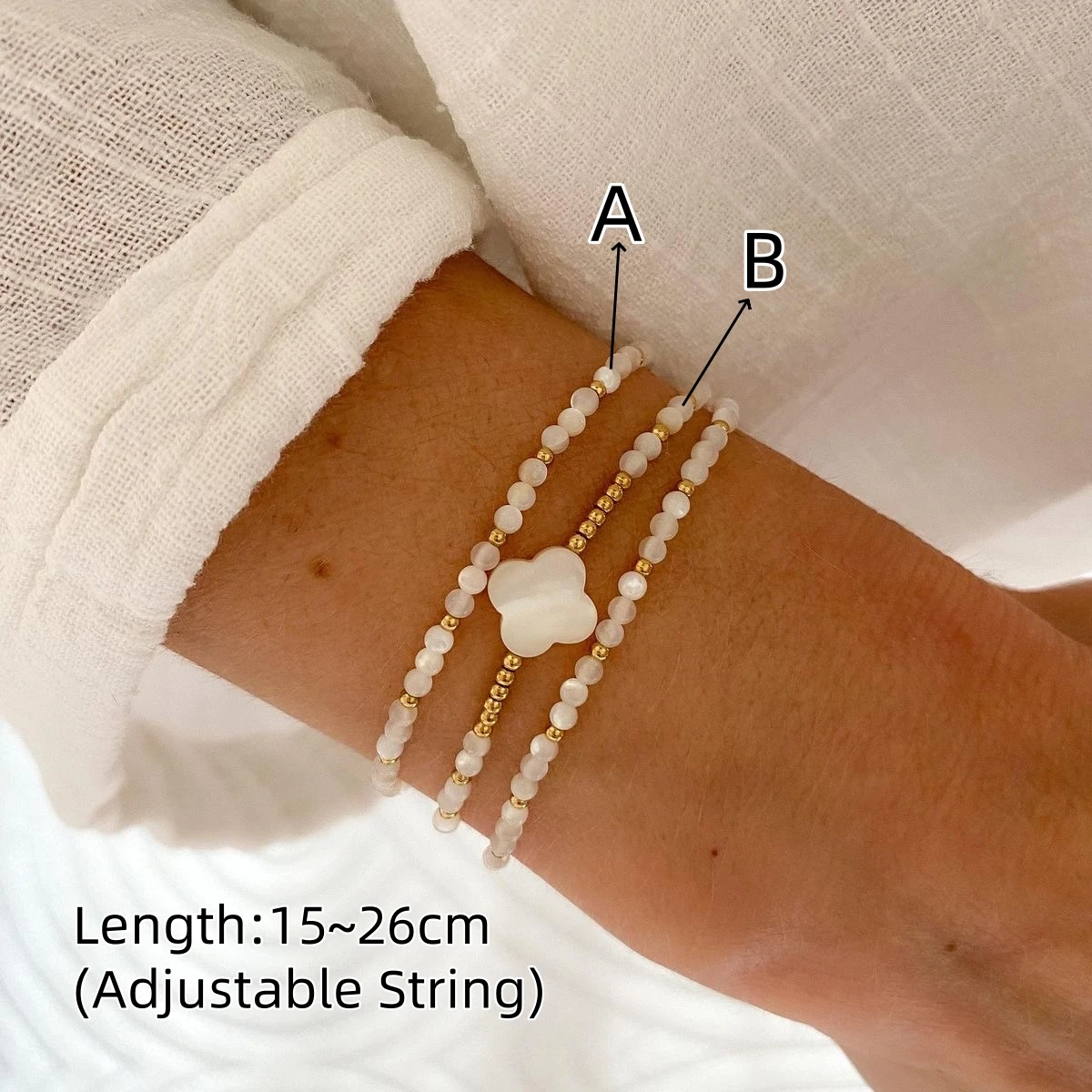 Großpackung Muschelperlen-Armband-Zubehör, Blattanhänger, stapelbarer Boho-Strandschmuck für Frauen, Heilgeschenk, Sommer-Hochzeits-Braut-Accessoire – Detail 1