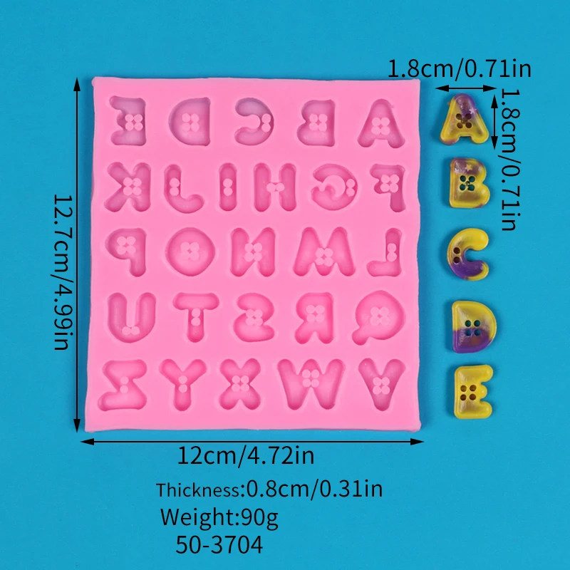 Button Capital Alphabet Letters Silicone Mold Cake Decorating Chocolate Fondant Candy Cupcake Topper Gum Paste Polymer Clay Mold view 2
