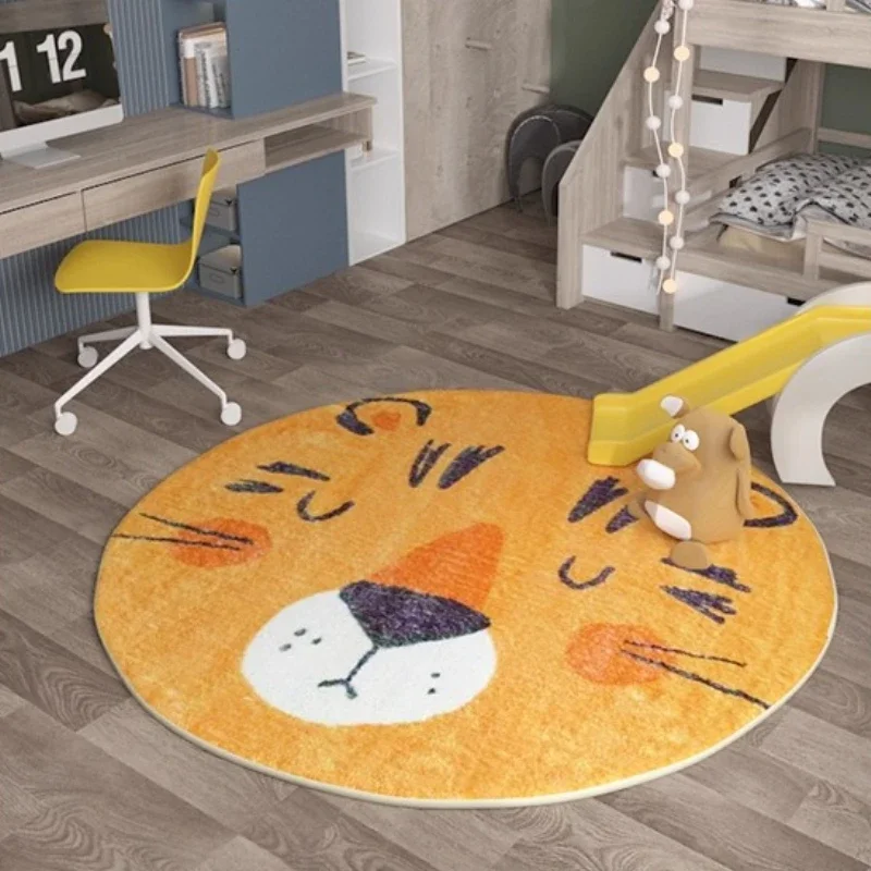 Animal Patterns Carpets for Living Room Cartoon Style Bedroom Decor Round Carpet Thick Plush Children Floor Mat Fluffy Soft Rug