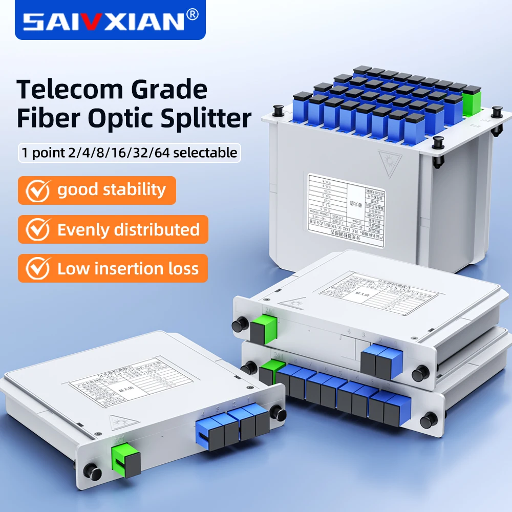 SC UPC PLC 1x2/16 Fiber Optic Splitter Box Cassette Card Inserting PLC Splitter FTTH Fiber Optical Coupler Splitter