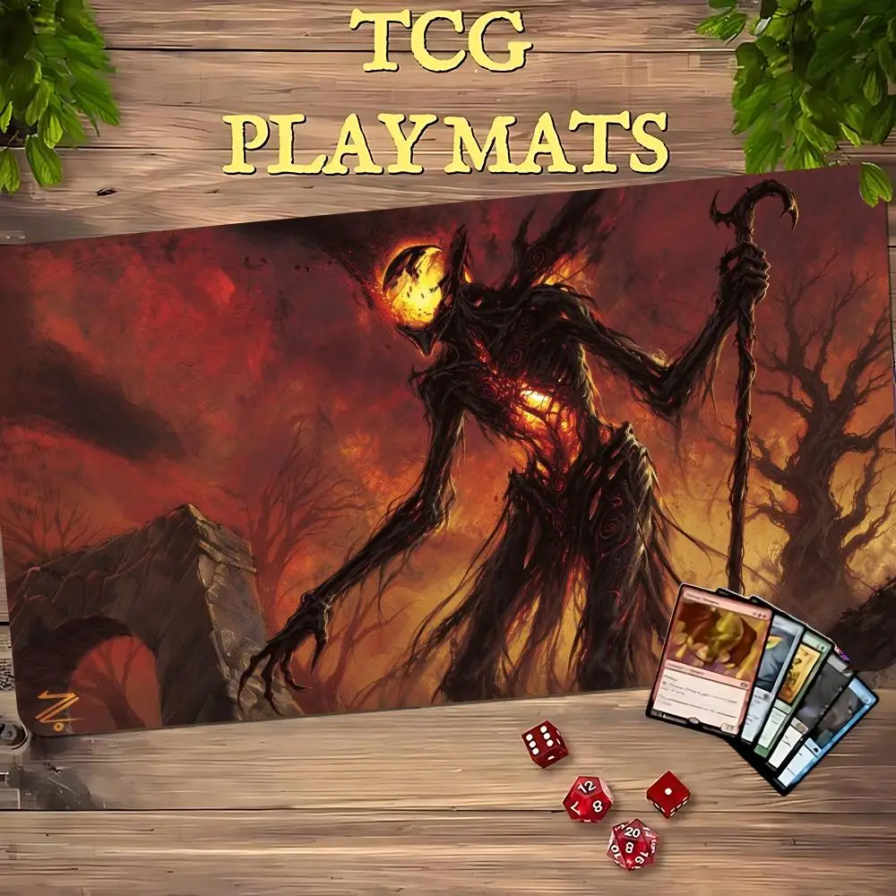 Withered Tree Skeleton Mouse Pad Card Playmat Stitched with Magic Zones Tabletop for MTG/TCG Card Battle Commander Gaming Mat