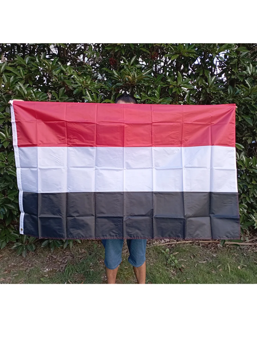 aerlxemrbrae 90x150 سنتيمتر علم اليمن عالية الجودة البوليستر اختراق مزدوج الجانب لافتة اليمن معلقة الأعلام الوطنية #4