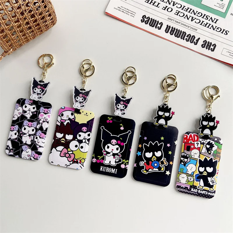 Sanrio Kuromi ID Badge Holder Lanyard Bus Pass Cover Slip Credit Card Holders Neck Strap Girls Door Card Protective Case