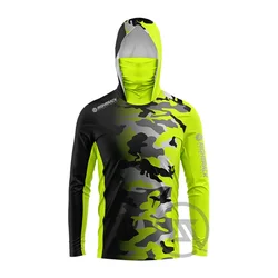 RIGHTTRACK Mask Hoodies Fishing Clothing UPF50 UV Camo Hunting Climbing Camping Hiking Breathable Outdoor Sports Apparel