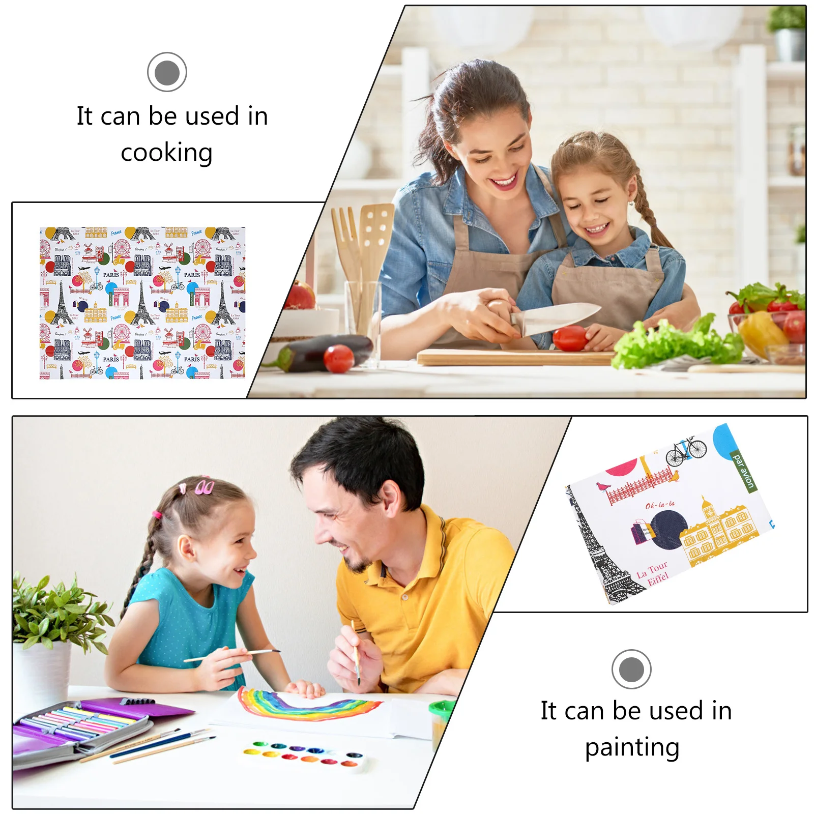 

1pc Waterproof Painting Table Mat France Pattern For Art Drawing Baking Activities Tablecloth