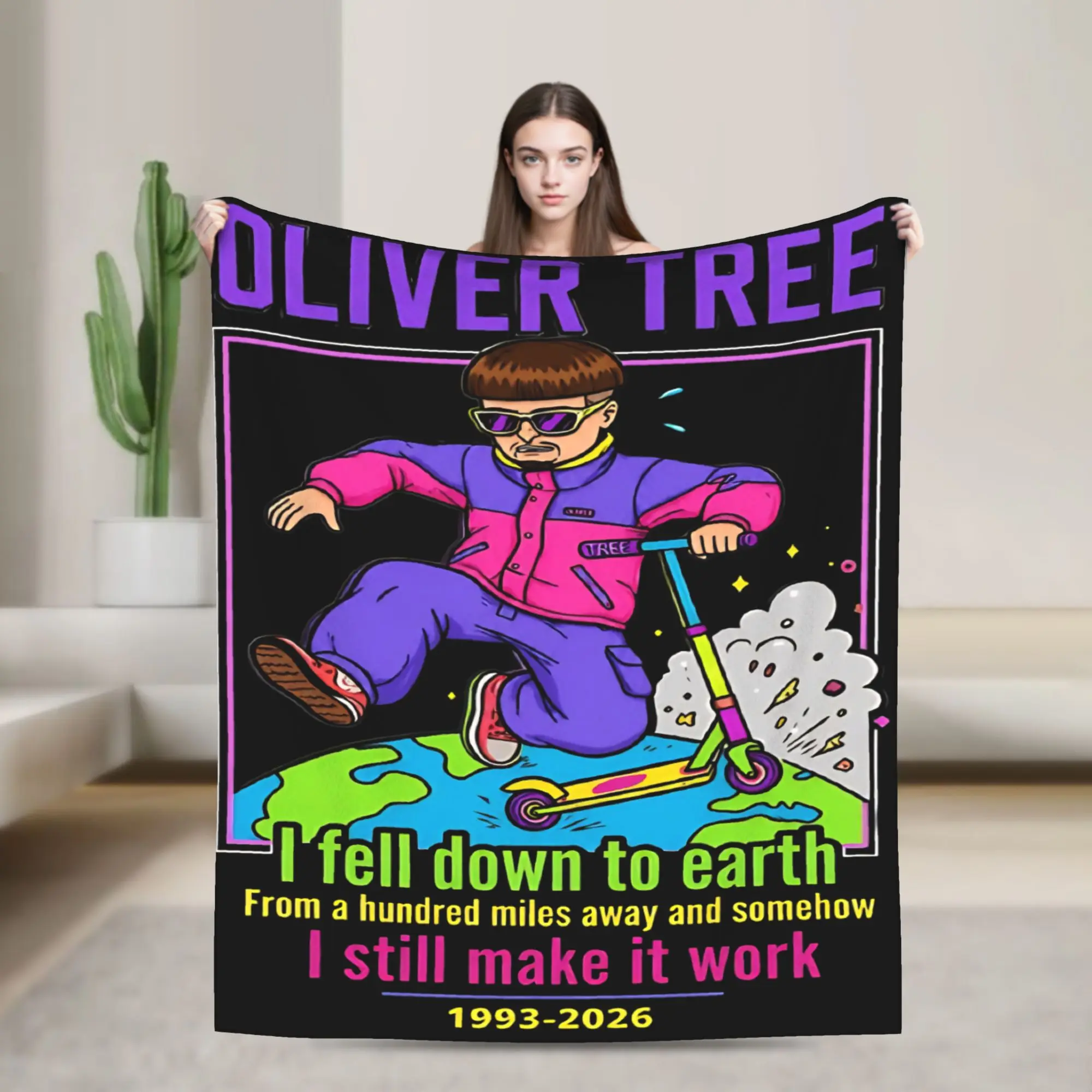 Oliver Tree Rest In Peace Memorial Blanket  Flannel Vintage Breathable Throw Blankets for Chair Covering Sofa Autumn/Winter