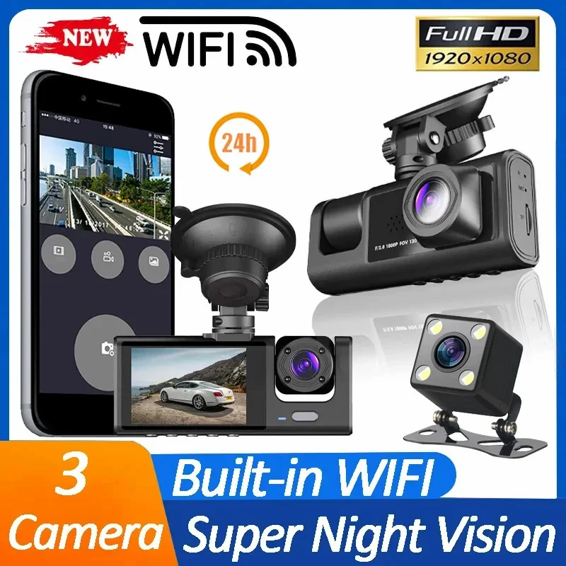 Video Recorder With WiFi Reverse Camera for Car Seamless Loop Recording Dashcam Camcorder Motion Detection Dash Cam 1080p Image