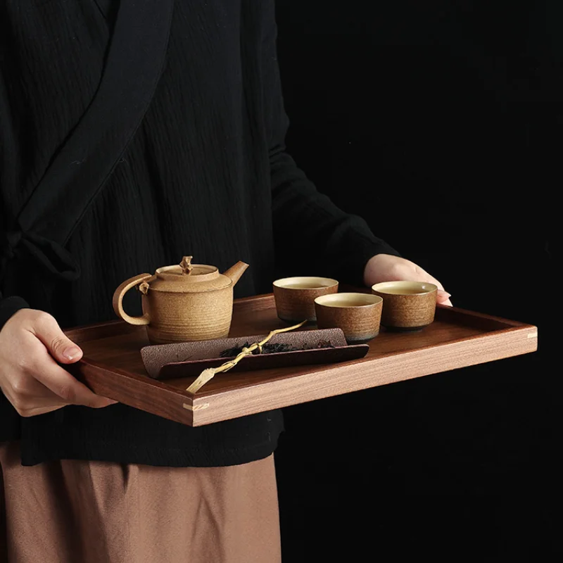 Simple Solid Wood Tea Tray Household Wooden Tray Living Room Snacks Snack Tray Pot Bearing Dry Bubble Table