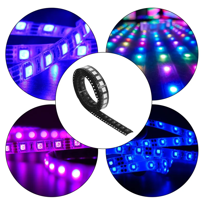 

ABFM-100PCS WS2812B RGB светодиодный чип 5050SMD Белая печатная плата WS2812 Индивидуально адресуемый чип-пикселей DC5V