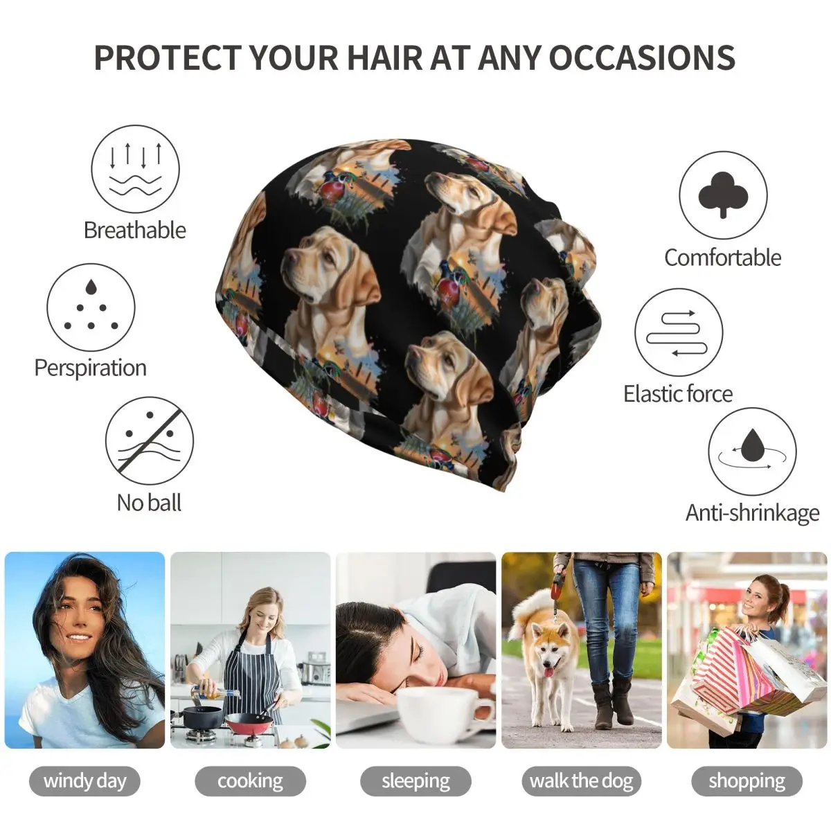 Yellow Labrador And Wood Duck Sunrise Bandana Neck Gaiter Wrap Scarf Warm Face Mask Beanies Hat for Men Women Adult Washable view 4