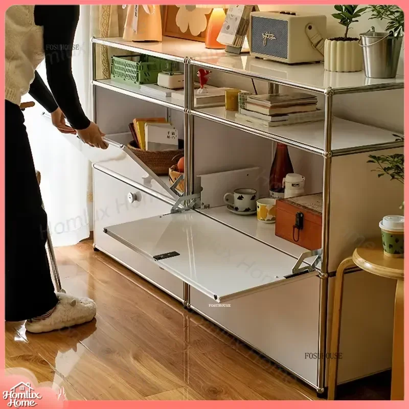 Modular Dining Sideboard Cabinet Stainless Steel Retro Living Room Storage Cabinet Luxury Coffee Stand Low Height