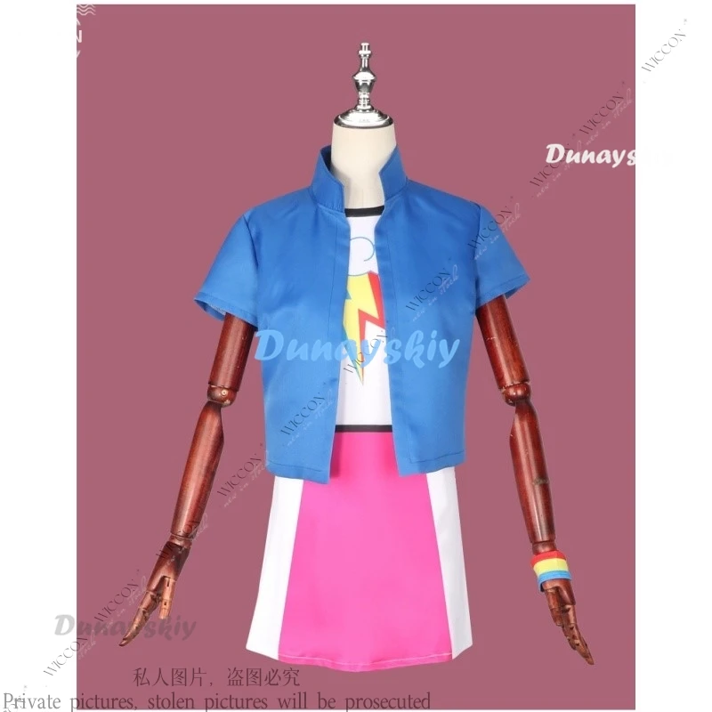 Rainbow Dash Cosplay Costume Anime Woman Uniform Outfit For Christmas Halloween Wig Colored Sports Wear Daily Outfit Party