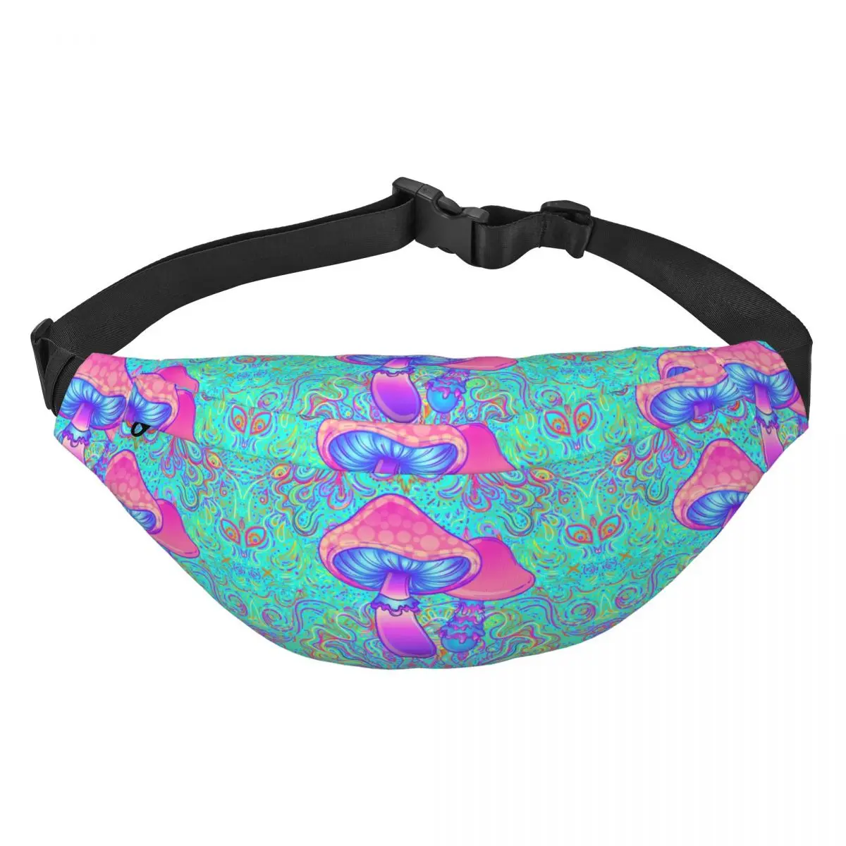 

Magic Mushroom Trippy Psychedelic Neon Pastel Goth Fanny Pack Sling Crossbody Waist Bag for Travel Cycling Phone Money Pouch