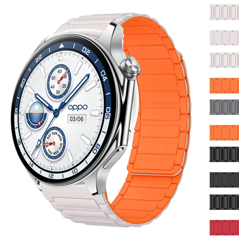 Magnetic Silicone Loop 22mm Band For Oppo Watch X X2 4Pro One Plus Watch 2 Replace Wristband For One Plus Watch 46mm Soft Strap