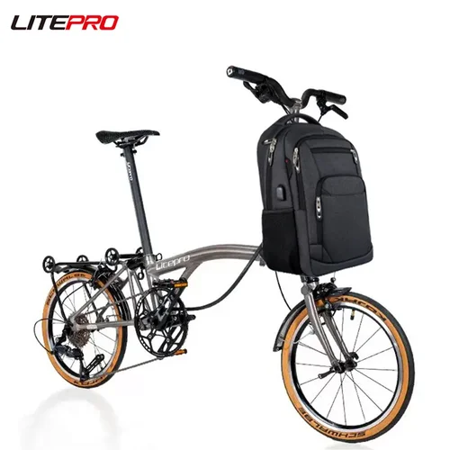 Litepro-折りたたみ式自転車トラベルバッグ,屋外カメラ,ラップトップ,ブロンプトン自転車用フロントバッグ,大容量,防水バックパック