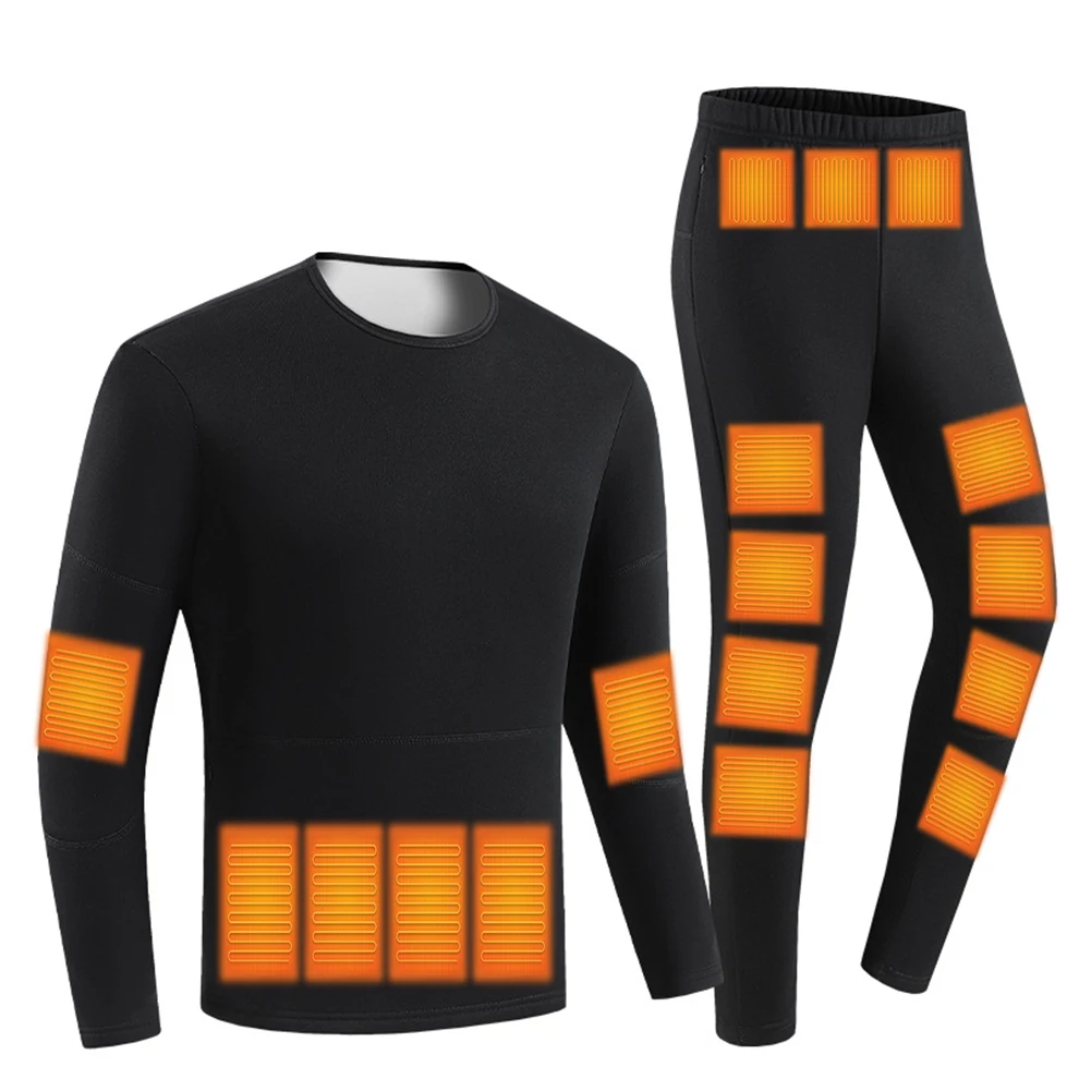 Self-heating Jackets Heated Thermal Underwear Men USB Electric Heated Ski Clothing Women Thermal Underwear Winter Pants Set