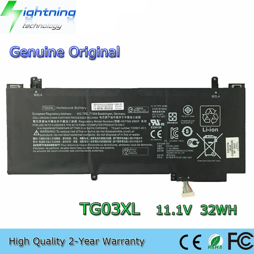 

Оригинальный аккумулятор для ноутбука HP Split X2 13-F 13-G HSTNN-1B5F HSTNN-DB5F HSTNN-IB5F TG03032XL 11,1 В, 32 Втч