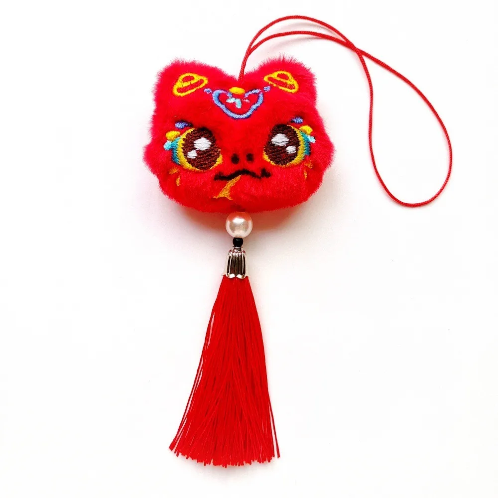 Chinese Style Lion Dance Tassels Pendant Cartoon Red 2025 New Year Zodiac Decorative Traditional Snake Mascot Plushies