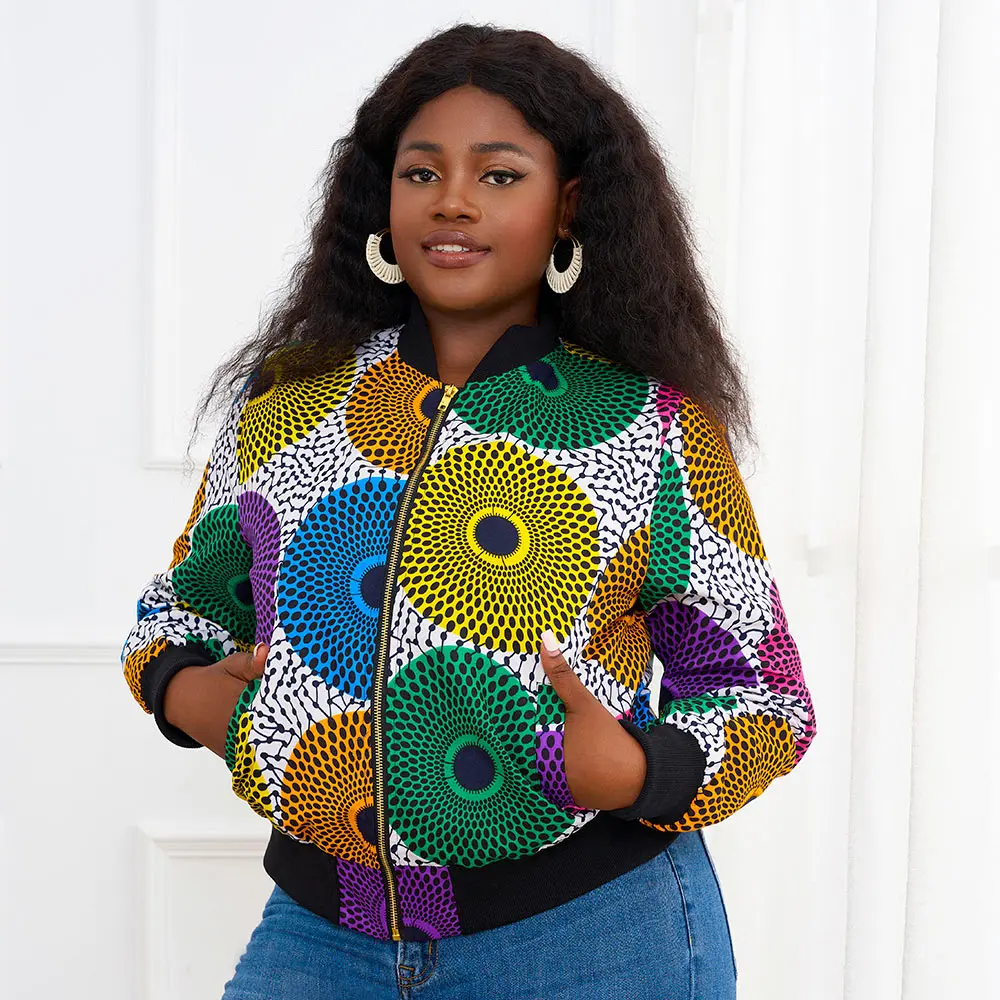 Giacca da donna africana stampata Bazin manica lunga moda africana tradizionale Dashiki giacca retrò da donna