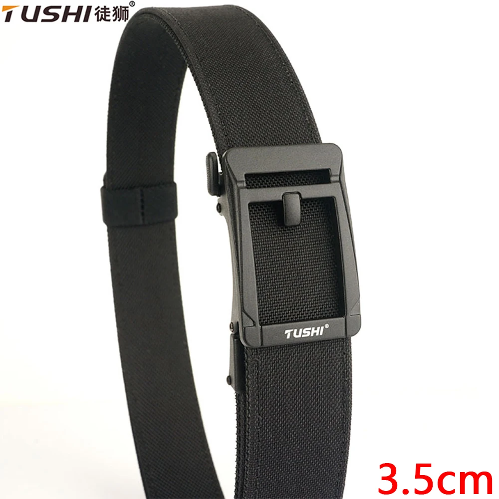 

TUSHI New Hard Tactical Belt for Men Metal Automatic Buckle IPSC Gun Belt Nylon Military Belt Outdoor Casual Sports Girdle Male