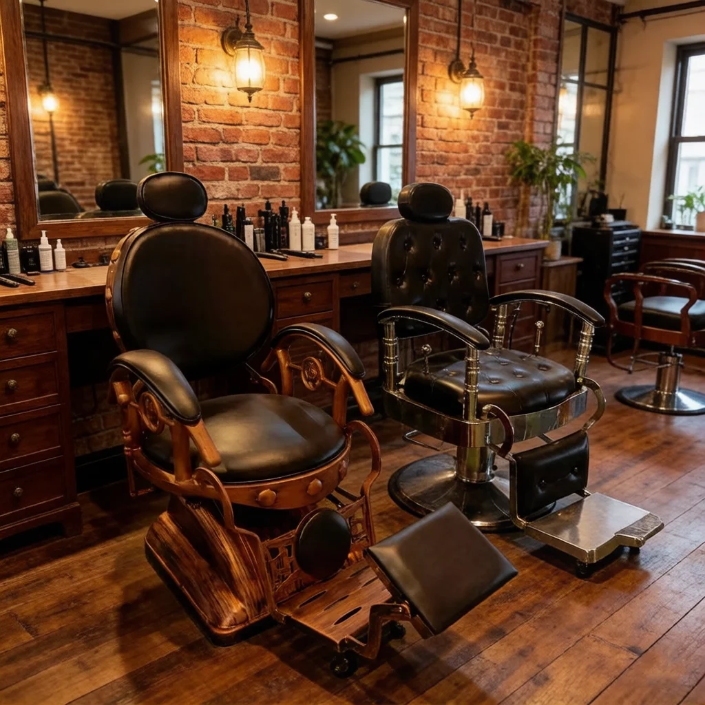 

Традиционное парикмахерское кресло класса люкс с регулировкой, металлическое, для мужчин, с подлокотниками, подходит для парикмахерских салонов