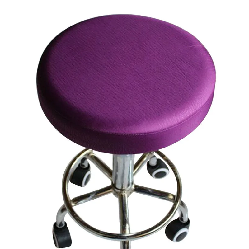 Solid Color Stool Cover Elastic Cotton Chair Cover Round Rotating Stool Protector Removable Chair Slipcover Seat Protector