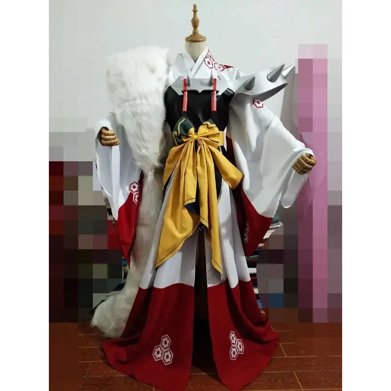 New Anime inuyashang cosplay costume sesluminarung Carnival Halloween Arthur Fancy kimono big tail custom made