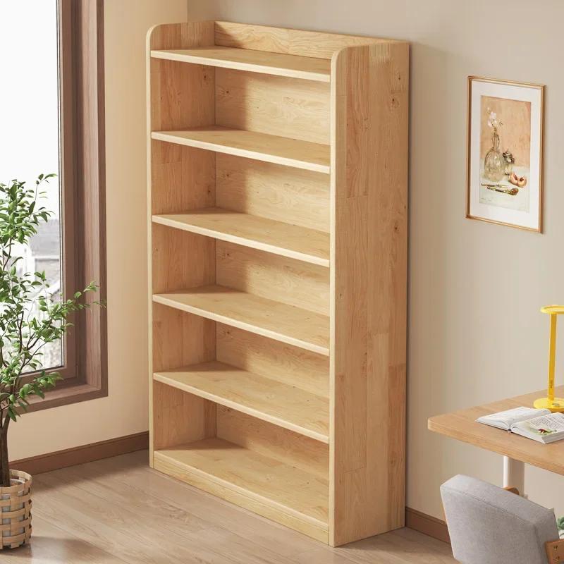 Household bookcase storage cabinet All solid wood bookshelf Floor shelf Integrated wall cabinet Locker Children and students