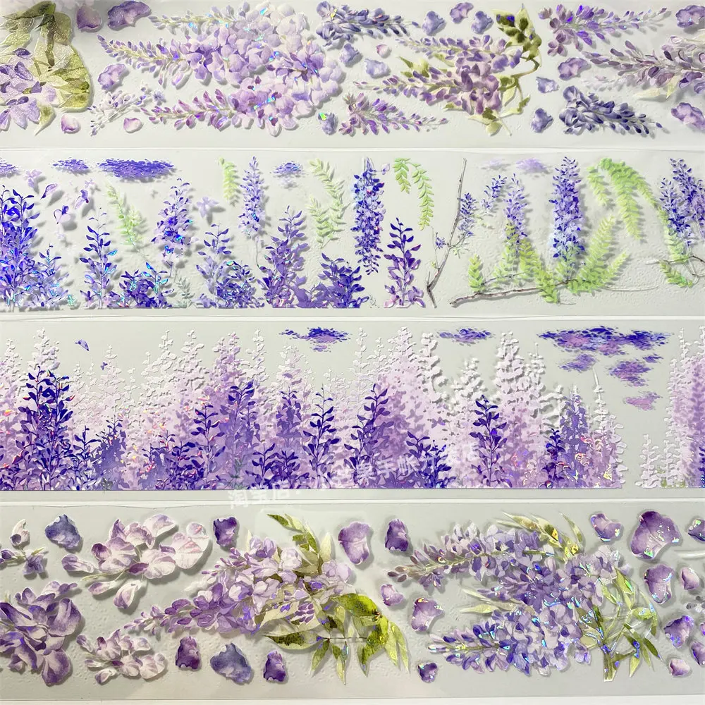 Vintage Style Wisteria PET Split Washi Tape Stickers for Journal Phone Case DIY Scrapbooking Decoration