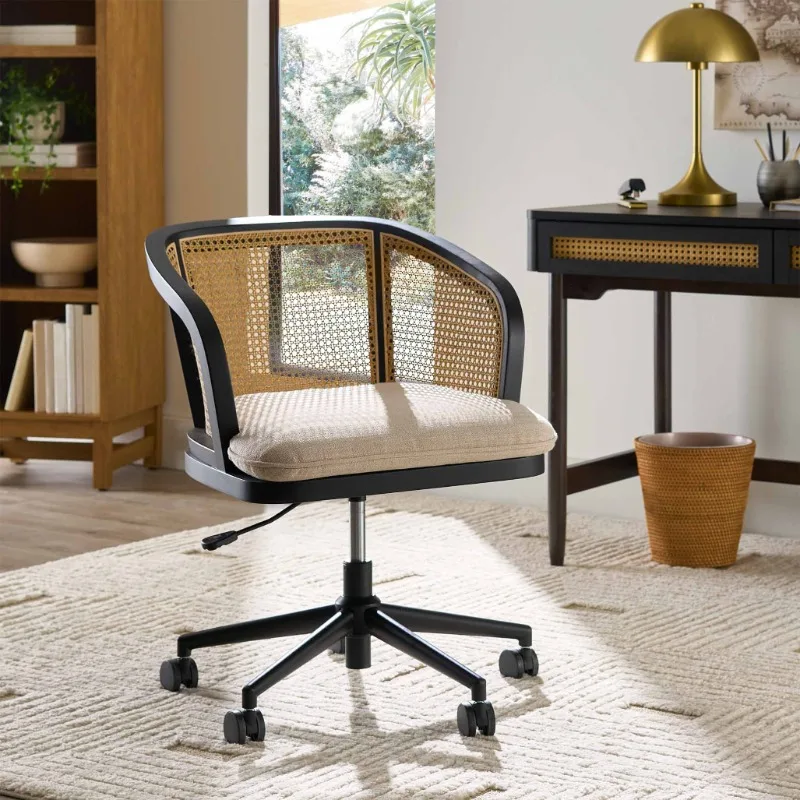 

Caning Office Chair, Charcoal,Weight Limited: 300 lbs,Simple assembly required,Swivel caster base with gas lift