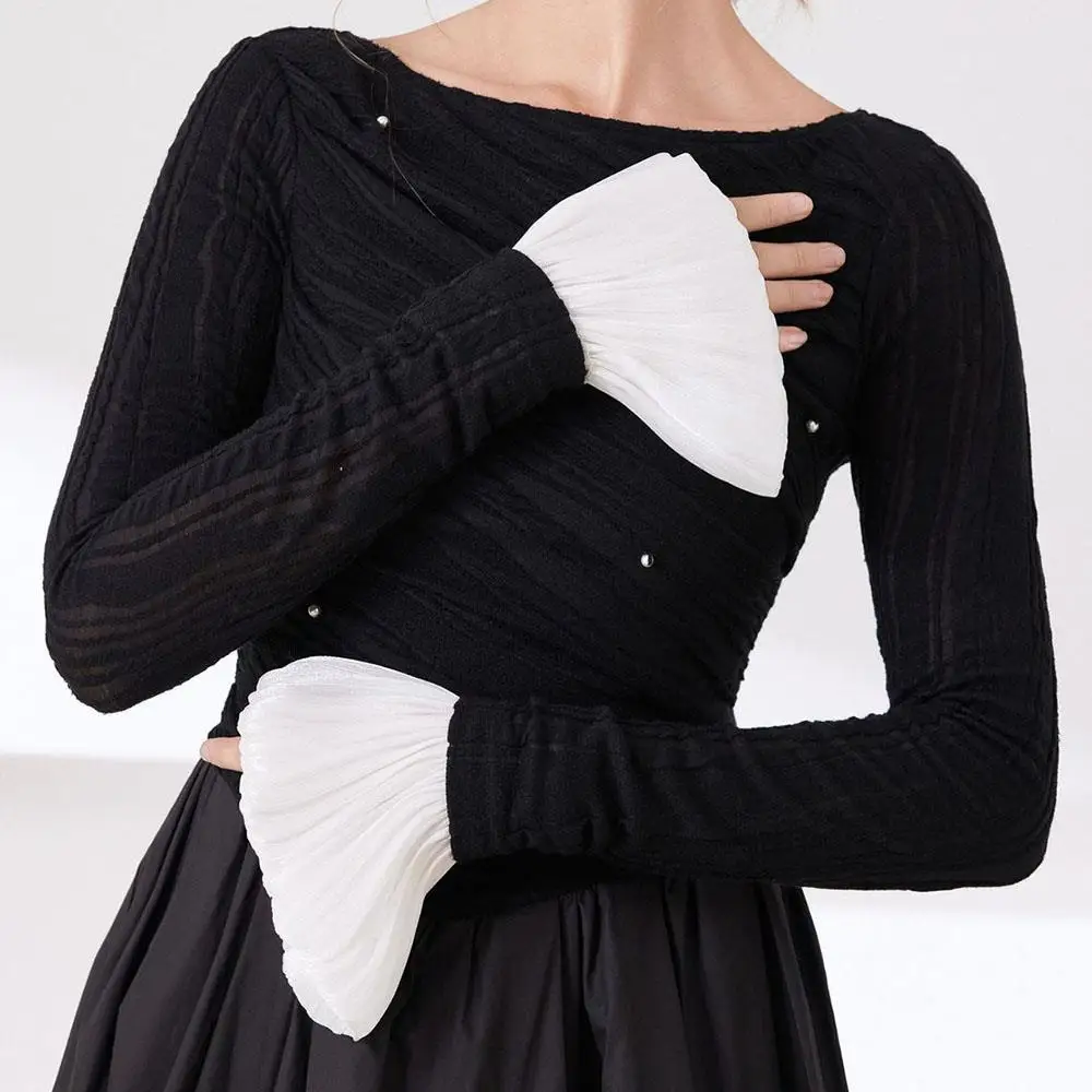 أصفاد نسائية مزيفة من الدانتيل موضة بيضاء مثيرة قابلة للانفصال أساور معصم فرنسية أنيقة للسيدات فستان حفلات الزفاف مطوي بأكمام وهمية