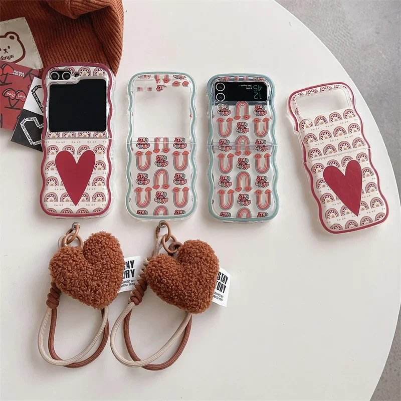 เคสโทรศัพท์หัวใจหรูหราสำหรับ Samsung Galaxy Z Z flip 6 5 4 3ฝาครอบป้องกันด้านหลังสำหรับ ZFlip4 ZFlip5 ZFlip6เคสเปลือก