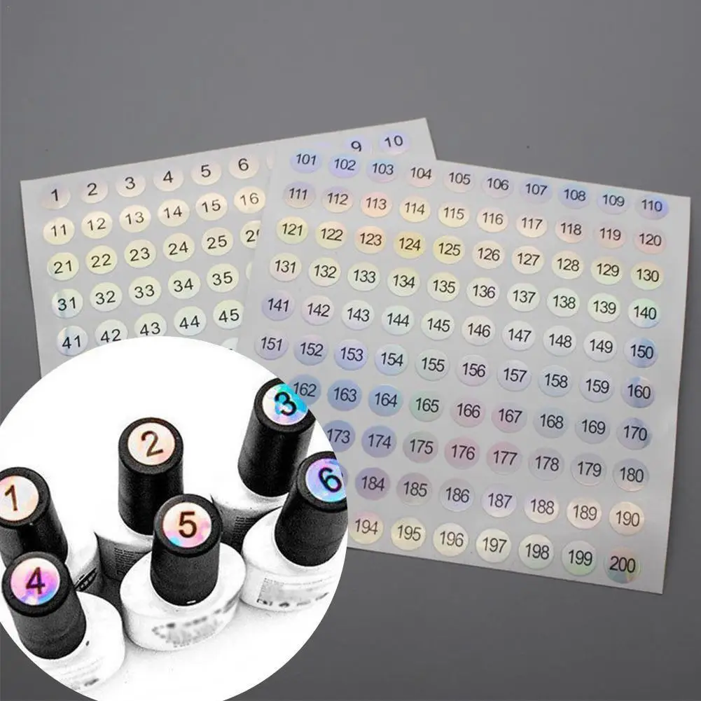 1-500 Number Sticker Round Waterproof Nail Sticker Digital Label Nail Polish Color Gel Varnish Marking Sticker