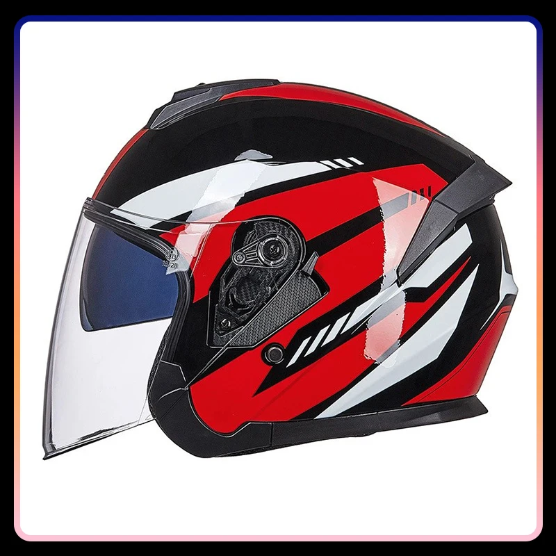 Caschi da moto a faccia aperta 3/4 Casco da jet elettrico da corsa Uomo Donna Casco aperto a mezza faccia Moto Street Four Seasons DOT
