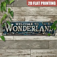 Welcome to Wonderland Vintage Aluminum Sign 157 x 39 Inches Perfect for Home Garden Cafe and Bar Decor