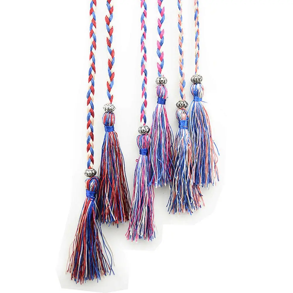 Cinturón de cuerda tejida con lazo decorado de 160cm, cinturones con borlas, cinturones trenzados con cuerda para la cintura, cadena para la cintura