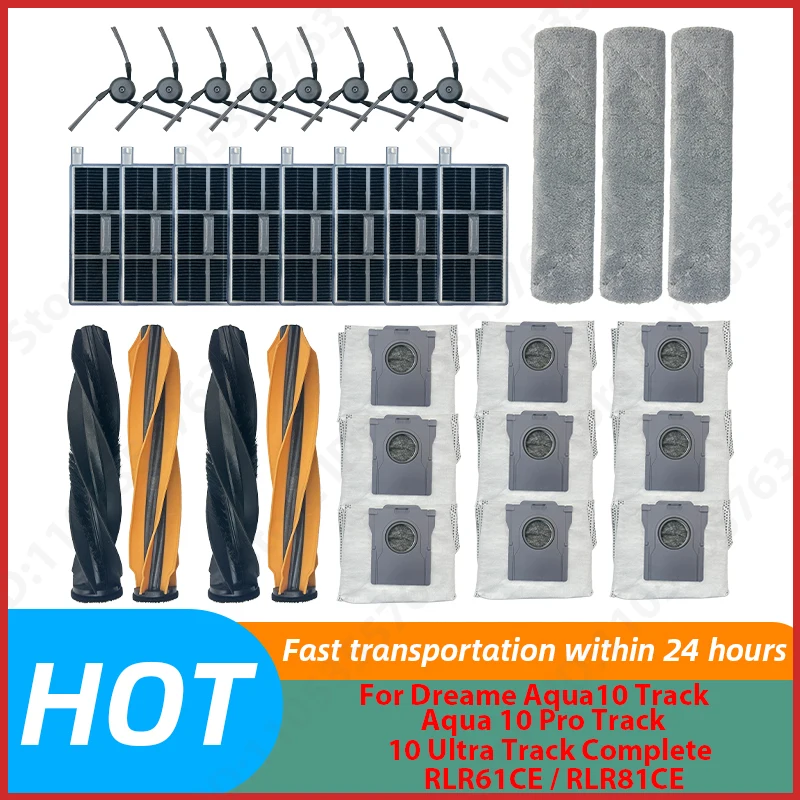ForDreameAqua10Track,Aqua10ProTrack,10UltraTrackComplete,RLR61CE/RLR81CEPartsBrushFilterMopBagAccessories