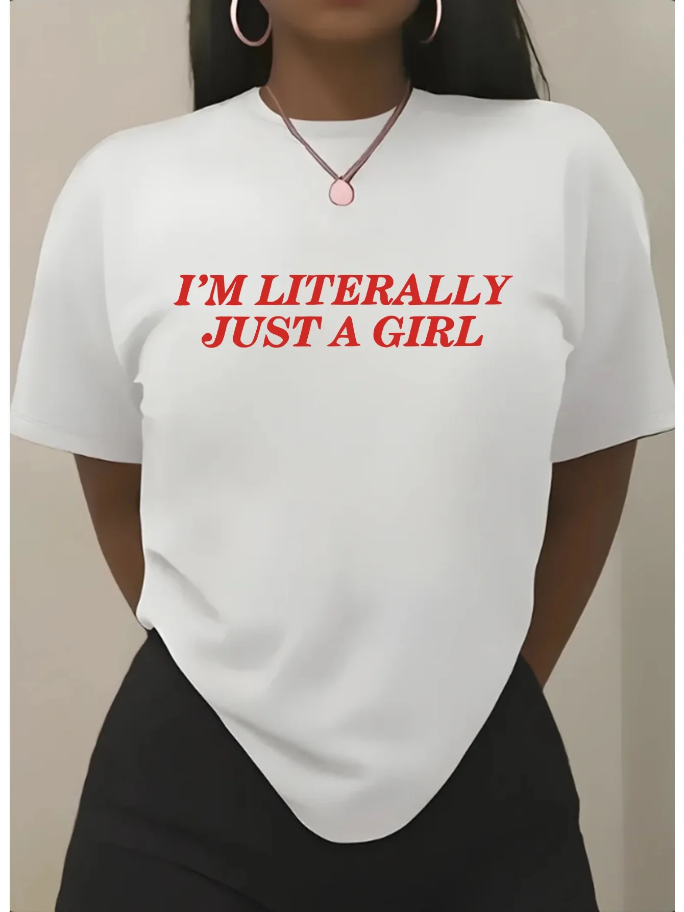 Sommer-Damenärmel mit und bequemem Design mit einer „Just A“-Grafik. Es ist vielseitige, kurzärmlige, ästhetische Harajuku-Kleidung