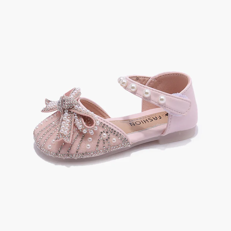 

New Girl Dress Sandals Fashion Children Pearl Dance Sandals Medium To Big Kids Stylish Princess Shoes Soft Sole Non-Slip Shoes