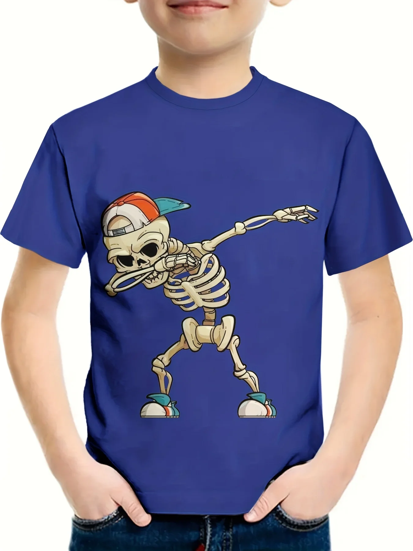 

T-Shirt for a Boy 3D Skull Print Boys T-Shirt Cartoon Crew Neck Kids T-Shirt Boys Girls Clothes Summer Tops Children's Clothing