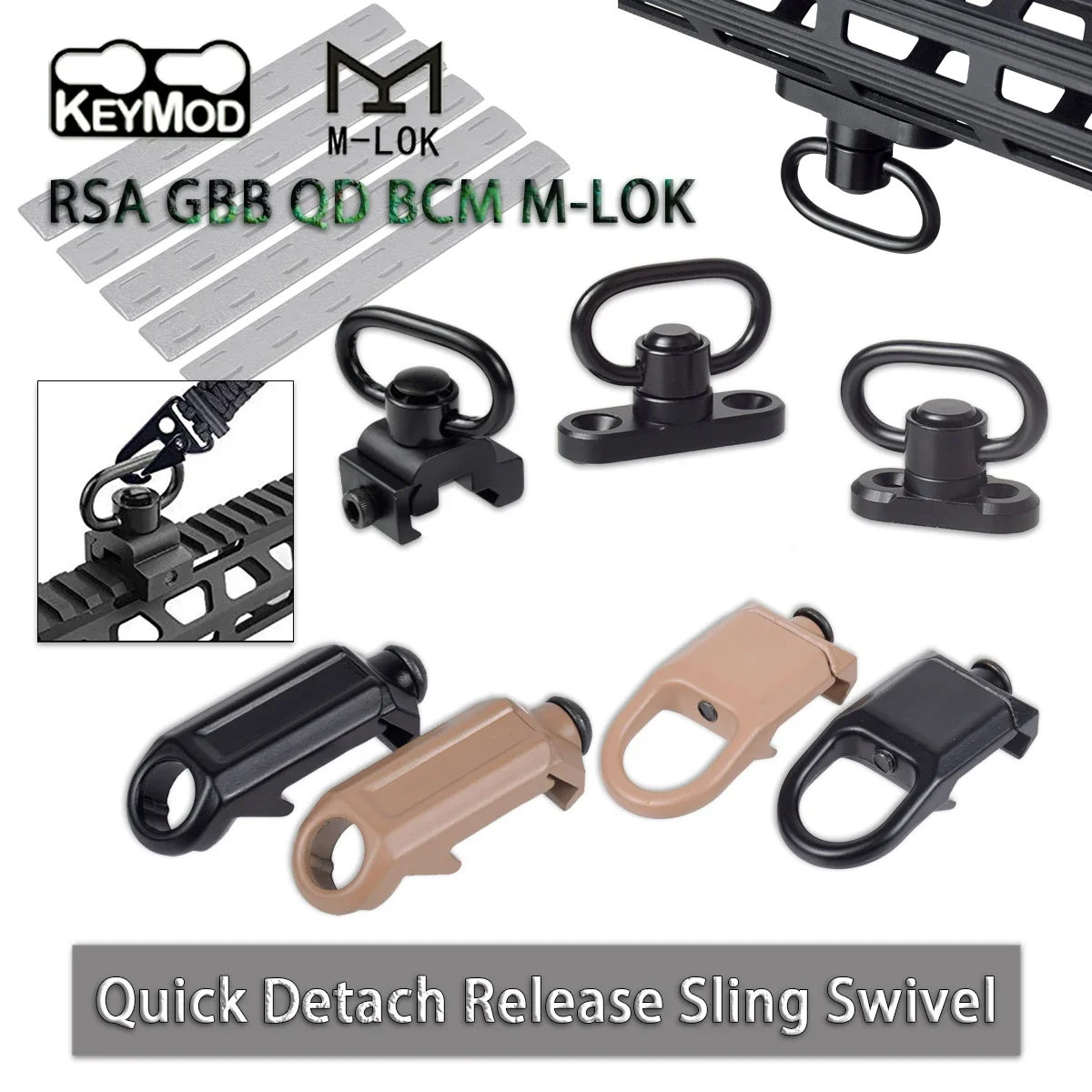 

Tactical GBB RSA Quick Detach Release QD Sling Swivel Stud Mount Adapter Fit MLOK Keymod 20mm Rail Hunting BCM Accessories Kit