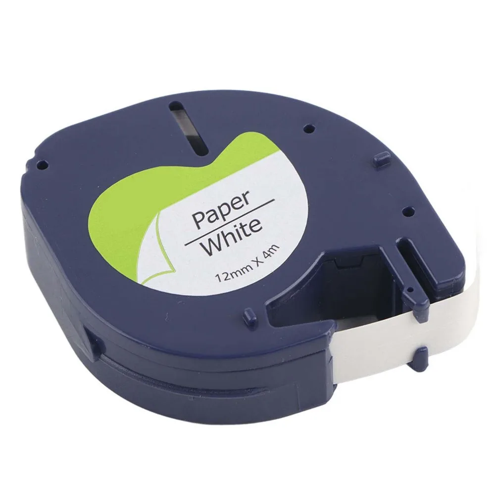 

2Pcs PET Resin Ribbon 12mm x 4m Abrasion Resistant Label Tape Standard Size Black-on-White for DYMO LT Labeling Machine