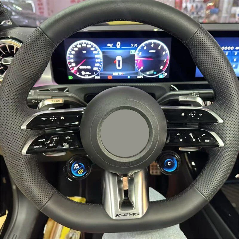 Hand Sewing Car Steering Wheel Cover Leather for Mercedes benz AMG GT A35 A45 A45S C43 CLS53 E53 E63 EQE 43 53 SL43 SL55 SL63