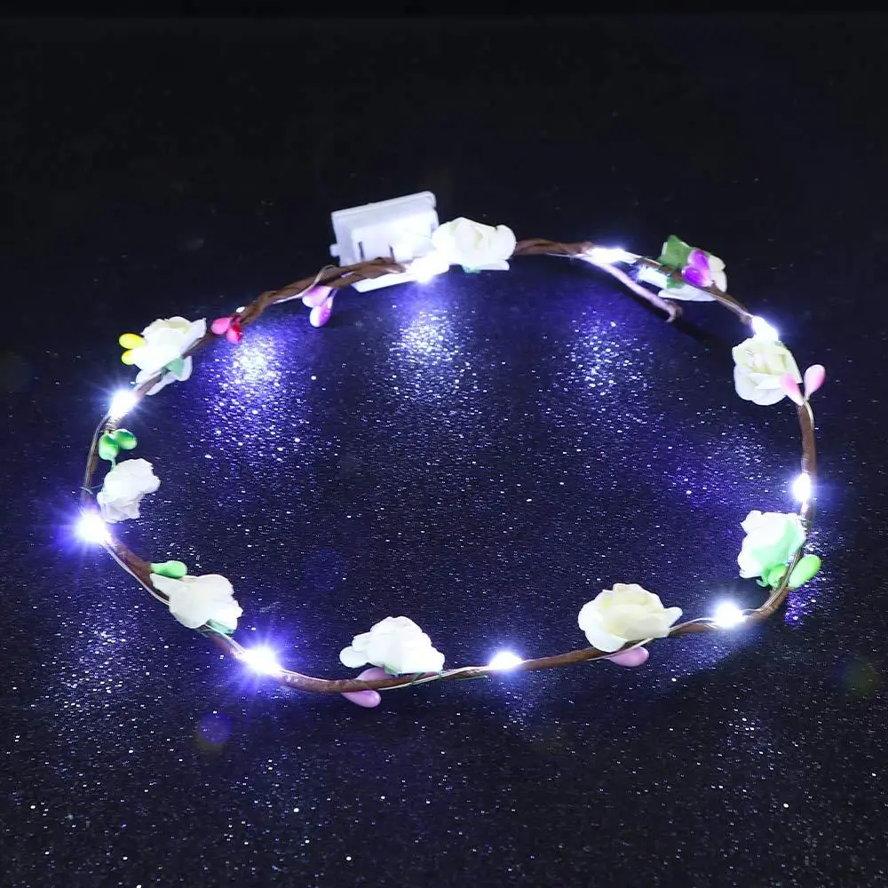 

LED Light Luminous Vacation For Bridesmaid Birthday Party Hairband Flower Crowns Wreath Headband Glowing Wreath Beach Headband