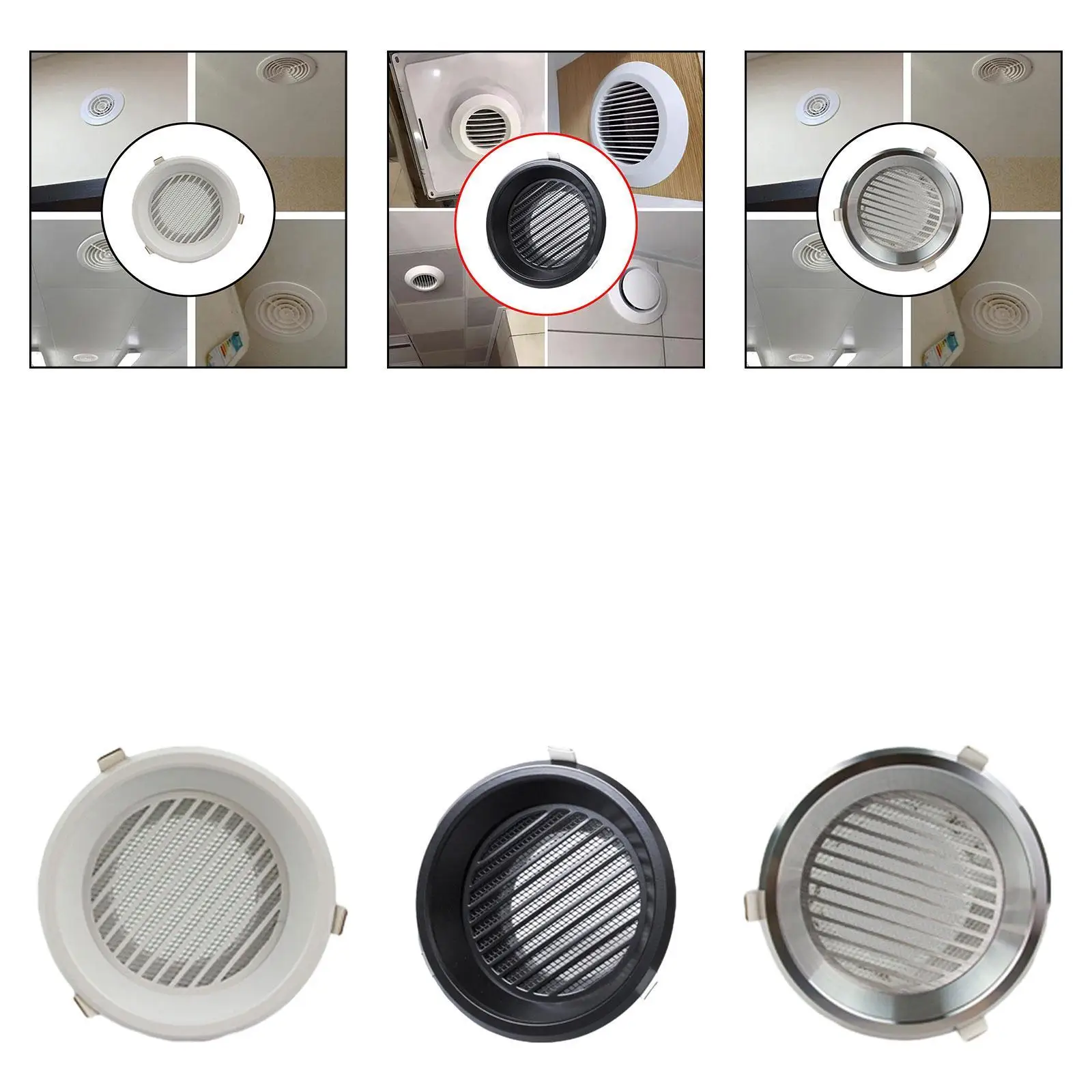 Round Vent Cover Vent Cap Sturdy Ceiling Vent Cover Air Outlet, Aluminum Alloy Return Grille, for Subways, Basements ,Factory