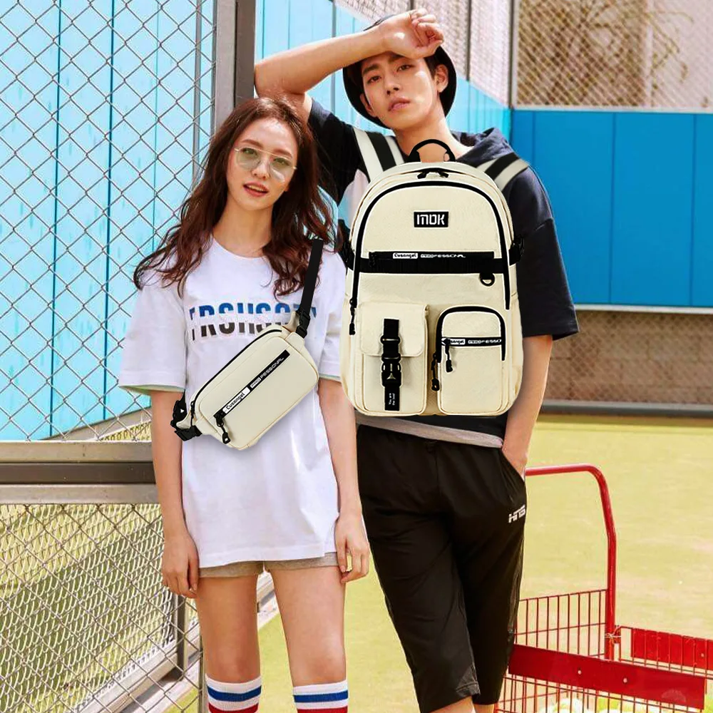 Mochila AOK informal y versátil para hombre, conjunto de dos piezas, desmontable, mochila para estudiantes universitarios de secundaria, mochila de viaje para mujer