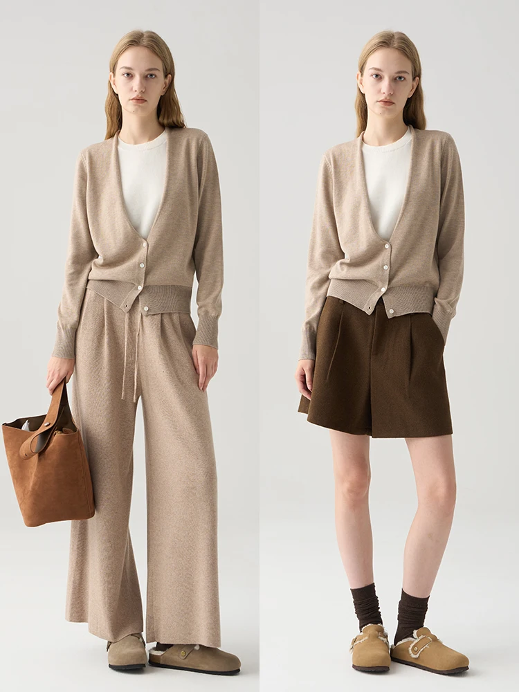 

Простой шерстяной вязаный свитер Simple Knowl Sle Color Blo для женщин, свободный крой, V-образный вырез, длинный рукав, повседневный топ, осенняя новинка