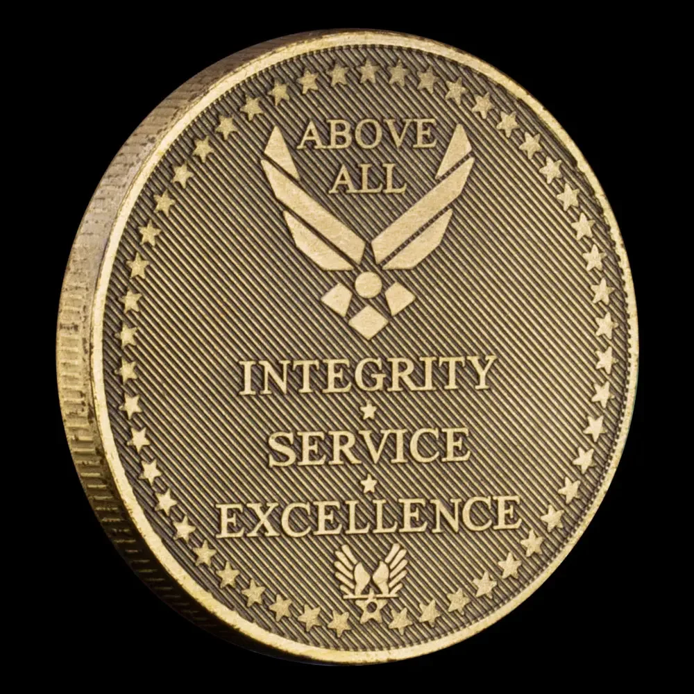 United States Retired Above All Integrity Service Excellence Bronze Plated Souvenir Coin Air Force Veteran Collectible Coin