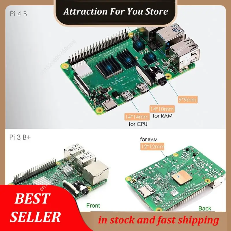 Hot Selling 30Pcs Cooling Radiator Set Aluminum Copper Radiator With Thermal Conductive Glue For Raspberry Pi 2B/ 3B/4B