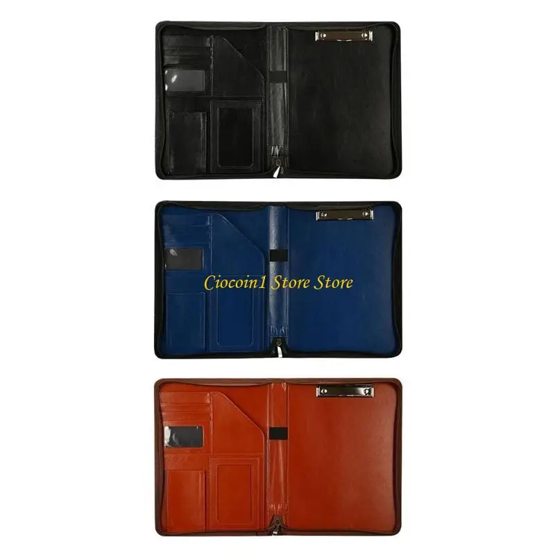A3PC Business File Case with Cliffork Hultsiptments Compartments Sheippered Leather Folder